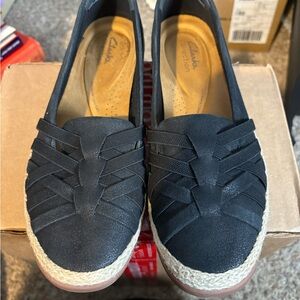 Clarks Women's Black Espadrille Flats